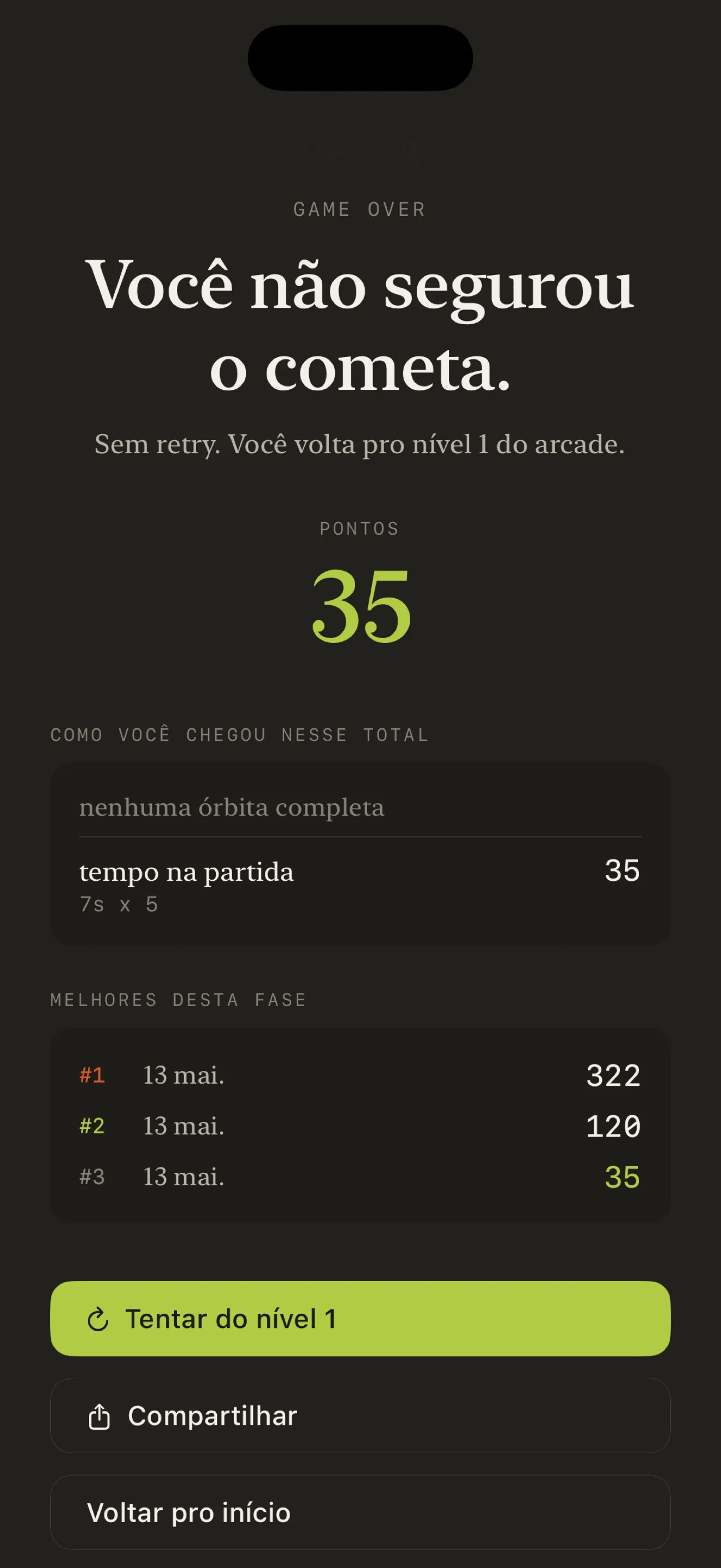 Tela do Cauda do Cometa BLA