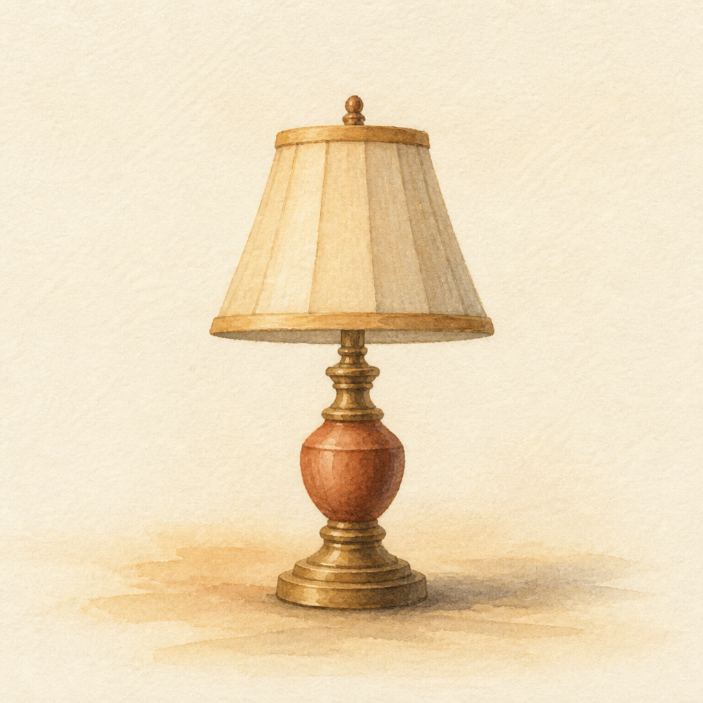 Aquarela de uma lâmpada, um dos objetos do Contemple
